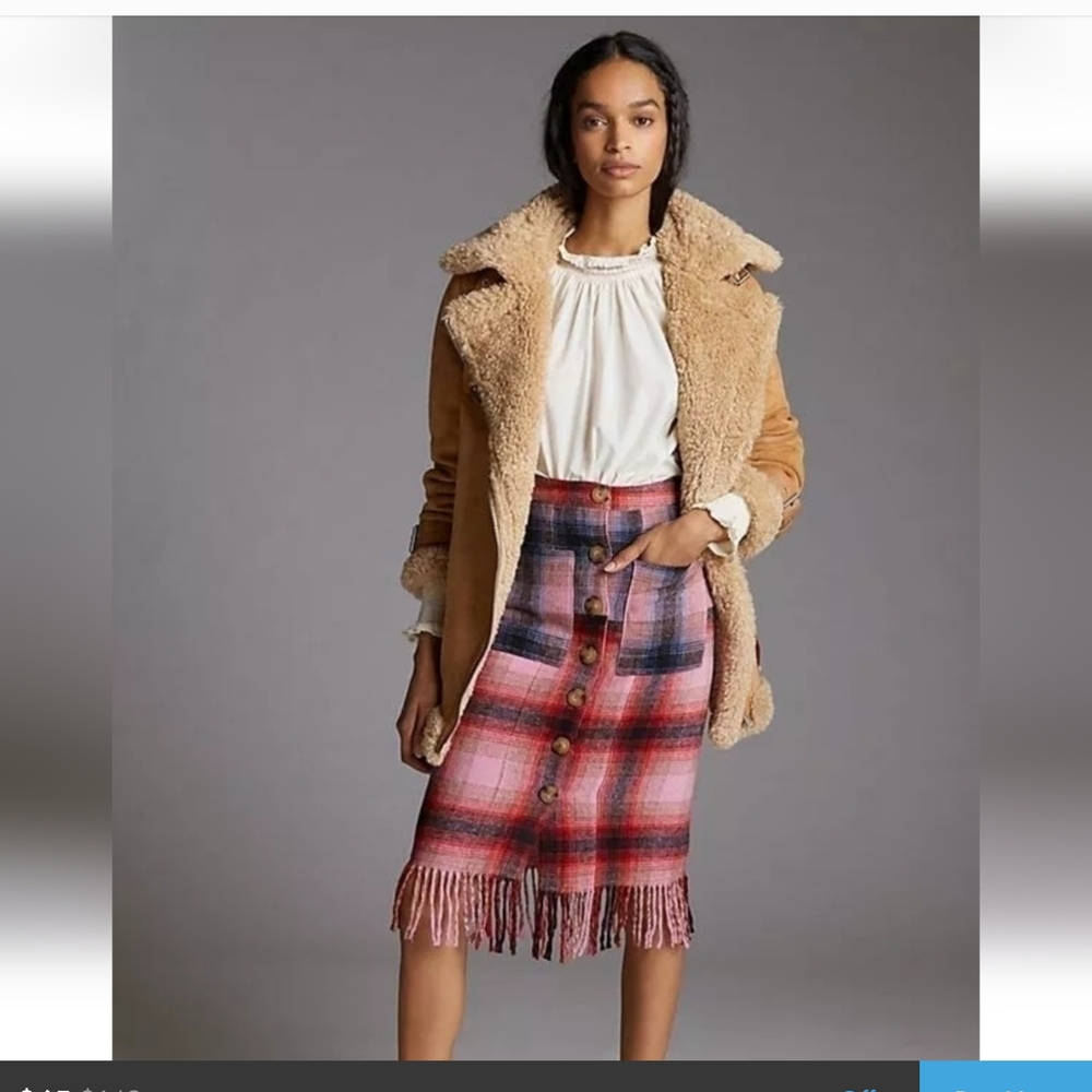 Maeve Red and Pink Plaid Midi Skirt - Picture 7 of 8